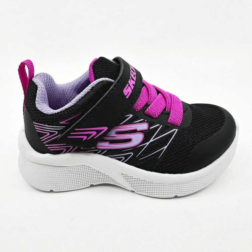 Skechers Microspec Bold Delight Black Toddlers Girls Size 5